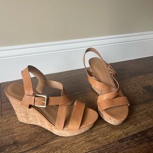 Franco Sarto Tan Cork Wedge Sandals – Size 8